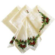 Benson Mills Christmas Ribbons Engineered Printed Fabric Napkins, Set of 4, 19x19 N4