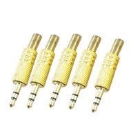 HTTX 1/8" 3.5mm Stereo Male Connector with Spring Strain Relief Plug Coax Audio Solder Adapter (5-PACK)
