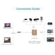 OTBBA USB C to HDMI, USB Type C to HDMI/USB 3.0/USB C Female 3-in-1 Multiport Adapter for 2015 Macbook N6