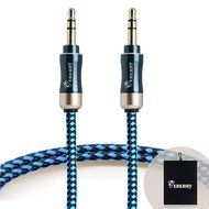 eBerry [A04 3.5mm Male to Male Audio Cable] Special Color Contrast Nylon Fiber Cloth Foil Shielded Slim Waist... N18