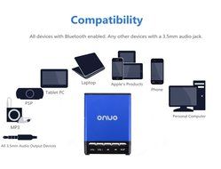 ONVO AJ-66 Blue Portable Wireless Bluetooth 4.0 Speaker Powerful Sound for Apple Devices &amp; Smartphones N10