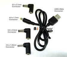 BiXPower USB Port Power Cable with 3 Extra Popular Interchangeable Connector Tips N2