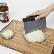 Premium Rachael Ray Cucina Stoneware Rectangle Blue Loaf Pan and a Multi Purpose Scraper