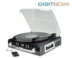 DigitNow! M36 Bluetooth Vinyl Turntable, Cassette, Radio Player with USB Port and SD Encoding()