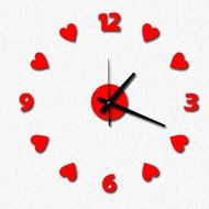 MuLuo Love Hearts Number Wall Clock DIY Acrylic Wall Stickers Watches Home Decor Clock red N2