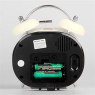 Hense Mute Quartz Movement lovely Teedy bear Design Twin Bell Alarm Clock With Nightlight Ha03 ( White frame ) N6