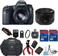 Canon EOS 6D 20.2 MP CMOS Digital SLR Camera + Canon EF 50mm f/1.8 II Lens + 64GB In Memory + Carry Case + Flexible...