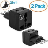 Yubi Power 2 in 1 Universal Travel Adapter with 2 Universal Outlets - Built in Surge Protector - 3 Pack - Black... N92
