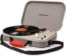 Crosley CR8016A-GY Messenger Portable Battery Powered 3-Speed Turntable, Gray N4