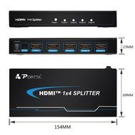 Portta PET0104 HDMI Splitter 4 Port 1x4 v1.3 support Full HD 3D 1080p Deep Color HD Audio Real HDMI N9