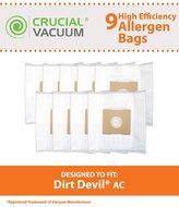 9 Dirt Devil AC Bags, Fits Dirt Devil Turbo Canister Vacuums, Compare to Part # 304325001, Designed &amp; Engineered...