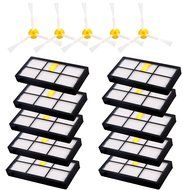 I-clean 10pcs HEPA Fliters + 5pcs Side Brushes for iRobot Roomba 880 870 800 900 Vacuum Cleaners N4