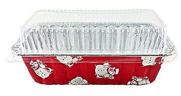 Handi-Foil 2 lb. Red Holiday Christmas Snowman Aluminum Foil Loaf / Bread Baking Pan w/Clear Dome Lid (25) N4