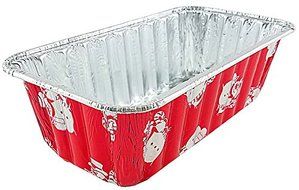 Handi-Foil 2 lb. Red Holiday Christmas Snowman Aluminum Foil Loaf / Bread Baking Pan w/Clear Dome Lid (25) N5