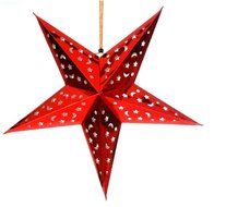 Speller Star Lantern ,With LED Light ,23inch total, Hanging Decoration Paper Star Lam (silver) N4