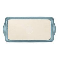Premium Rachael Ray Cucina Stoneware Rectangle Blue Loaf Pan and a Multi Purpose Scraper N2