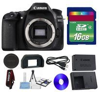 Canon 80D DSLR Camera + 16 GB SDHC Memory Card + Camera Body Cap + 6 PC Cleaning Kit - International Version