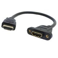 AFUNTA HDMI A 1.4 19pin Male to HDMI A Type Female Extension Cable with Screw Hole 30cm Can Lock Panel Mount Cable N2