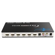 Goronya HDMI Matrix Splitter/HDMI Switch | 4 in 2 out with Optical &amp; L/R Audio Output | HDMI Selector/Converter... N6