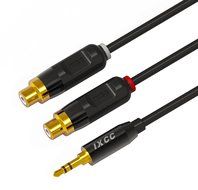 iXCC Premium Gold-Plated 3.5mm Male to 2 RCA Female Stereo Audio Y Adapter Extension Cable (1ft.) N4