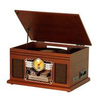 Timestorm XR-179ER Natural Wood Retro Classic Belt-Drive 3-Speed Portable Stereo Turntable N4