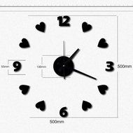 MuLuo Love Hearts Number Wall Clock DIY Acrylic Wall Stickers Watches Home Decor Clock red N4