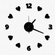 MuLuo Love Hearts Number Wall Clock DIY Acrylic Wall Stickers Watches Home Decor Clock red N5