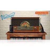 Vintage Retro Classic Style Bluetooth Turntable System with Vinyl/MP3 Recording Ability (Wood Style) (Certified...