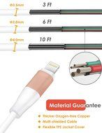 Zeuste Lightning Charging Cable for iOS Devices, 3-Pack (3 Feet, 6 Feet, 10 Feet) - Gold