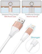 Zeuste Lightning Charging Cable for iOS Devices, 3-Pack (3 Feet, 6 Feet, 10 Feet) - Gold N2