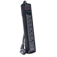CyberPower CSP604U Surge Protector 6-AC Outlets with 2 USB Charging Ports (2.1A) 4-Ft Cord N4