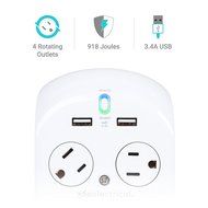 360 Electrical 36038 Revolve Surge Protector with 4 Rotating Outlets and 3.4 Amp/17W USB Charging N4