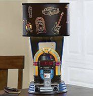 Jukebox with iPod Docking Station and Alarm Clock Table Lamp N3