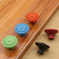 IdealDecor 8PCS Red Retro Simple Style Round Door Knob Zinc Alloy Vintage Drawer Cabinet Cupboard Bathroom Bookcase... N2