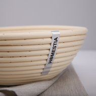 Homestia Round Shaped Bread Dough Proofing Rising Rattan Basket &amp; Linen, 9.8 Inch N7