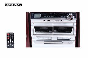 TechPlay ODC110 WD, Hi power 30W, 3-Speed Retro Classic Turntable with Bluetooth anf NFC, Double Cassett Player... N3