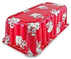Handi-Foil 2 lb. Red Holiday Christmas Snowman Aluminum Foil Loaf / Bread Baking Pan w/Clear Dome Lid (25) N8
