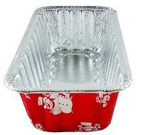 Handi-Foil 2 lb. Red Holiday Christmas Snowman Aluminum Foil Loaf / Bread Baking Pan w/Clear Dome Lid (25) N10