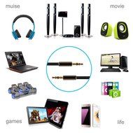 DIKOO 35510011 AUX 3.5mm Male to Male Stereo Audio Cable with In-line Microphone N34