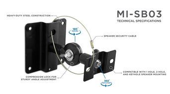 Mount-It! MI-SB03 Dual Low Profile Heavy Duty, Anti-Theft, Universal, Adjustable, Articulating, Hi-Fi Audio Media... N5
