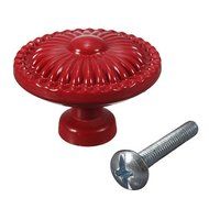 IdealDecor 8PCS Red Retro Simple Style Round Door Knob Zinc Alloy Vintage Drawer Cabinet Cupboard Bathroom Bookcase... N3