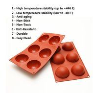 Silicone Mold,DiDaDi Non Sitick Muffin Pans 6-Cavity Large Half Circle Baking Mould Shape Halloween Candy Making... N6