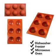Silicone Mold,DiDaDi Non Sitick Muffin Pans 6-Cavity Large Half Circle Baking Mould Shape Halloween Candy Making... N7
