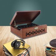 Pyle PVNTT6UMRBT Retro Vintage Classic Style Bluetooth Turntable Record Player, Vinyl-To-MP3 Recording N4