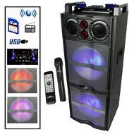 beFree Sound Double 10 Inch Subwoofer Bluetooth Portable Party Speaker with Reactive Lights, USB/ SD Input, FM...