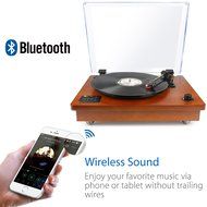 1byone Belt Driven Bluetooth Turntable with Built-in Stereo Speaker, Vintage Style Record Player, Vinyl-To-MP3... N5