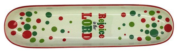 Christian "Rejoice in the Lord" Tray - Tidbit Red and Green Poka Dots N2
