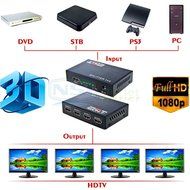 Full HD HDMI Splitter 1X4 4 Port Hub Repeater Amplifier v1.4 3D 1080p 1 In 4 Out