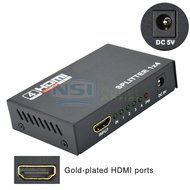 Full HD HDMI Splitter 1X4 4 Port Hub Repeater Amplifier v1.4 3D 1080p 1 In 4 Out N2