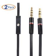 Conwork 2-Pack 3.5mm Auxiliary Flat Audio Cable Music Aux with Control Talk Mic Replacement Beats Audio Cable... N5